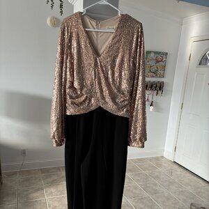 Jumpsuit with gold sequins on top size 14 never worn